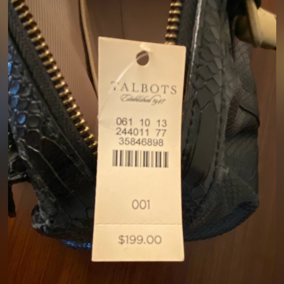 Talbots leather satchel handbag with snakeskin texture pattern - Picture 7 of 9